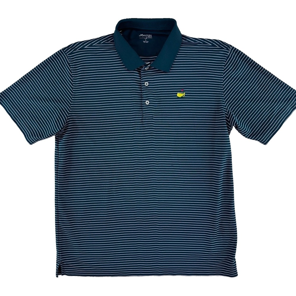 Masters Tech Golf Polo Shirt Mens Large Green Striped